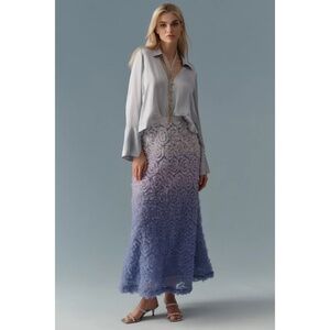 NWT!! ANTHROPOLOGIE Ombré Scattered Tulle Midi Skirt Ombre Blue Purple Large